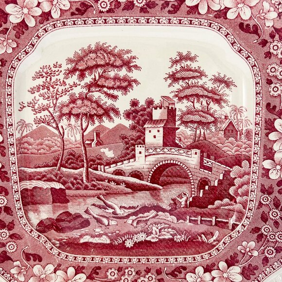 Copeland Spode Tower Vintage China Square Cake Plate with Handles, Rare - Picture 5 of 7